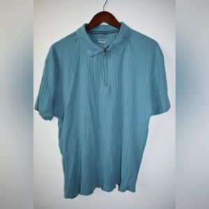 Croft & Barrow Teal Ribbed Short-Sleeve Zip Polo